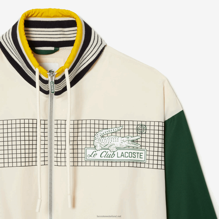 Lacoste trainingsjack van gerecycled polyester 0828H391 wit groen pt2 Heren
