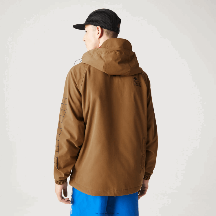Lacoste twill jack met merknaam 0828H1293 bruin z0w Heren