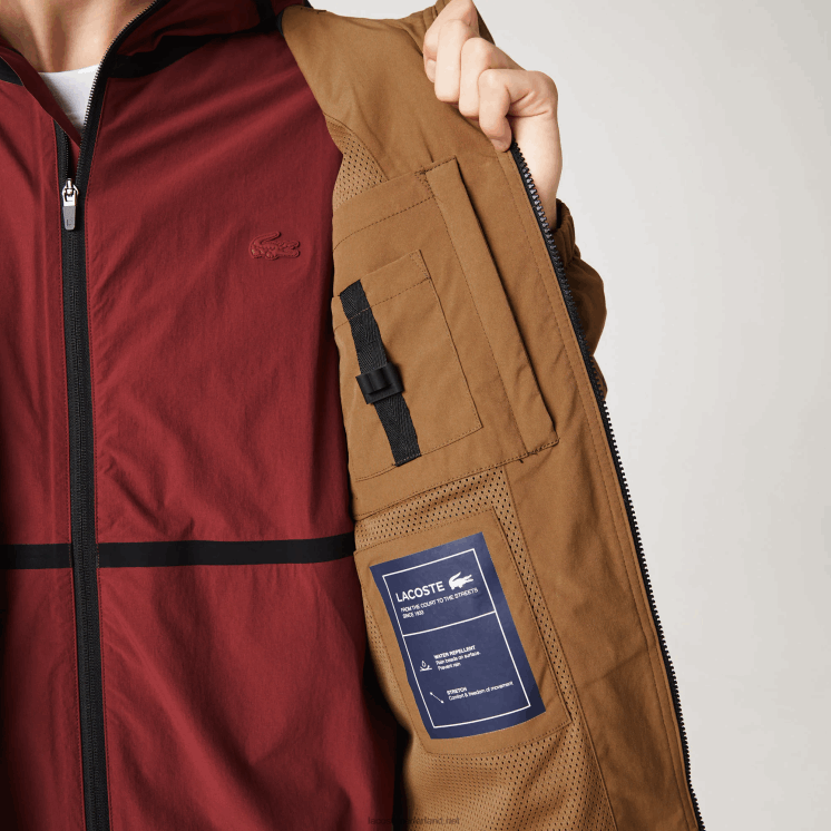 Lacoste twill jack met merknaam 0828H1293 bruin z0w Heren