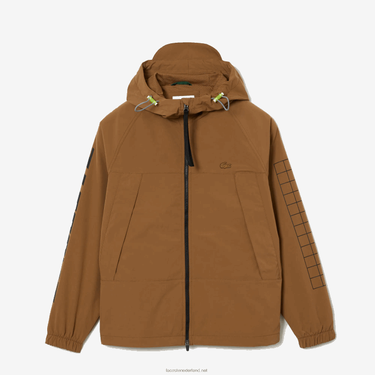 Lacoste twill jack met merknaam 0828H1293 bruin z0w Heren
