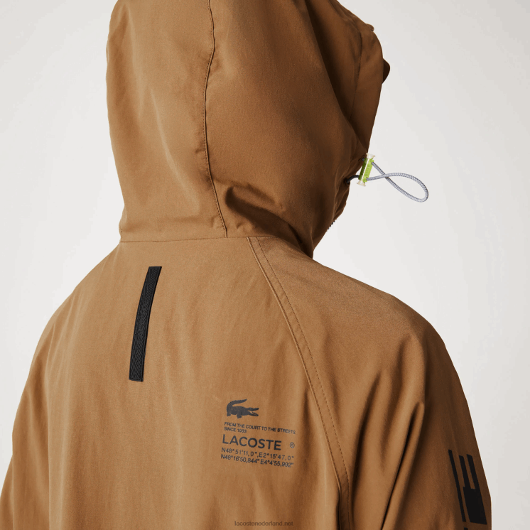 Lacoste twill jack met merknaam 0828H1293 bruin z0w Heren