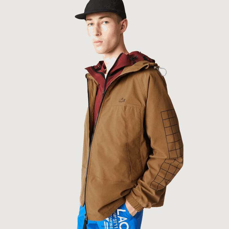 Lacoste twill jack met merknaam 0828H1293 bruin z0w Heren