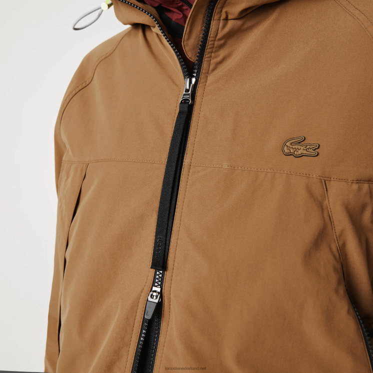 Lacoste twill jack met merknaam 0828H1293 bruin z0w Heren