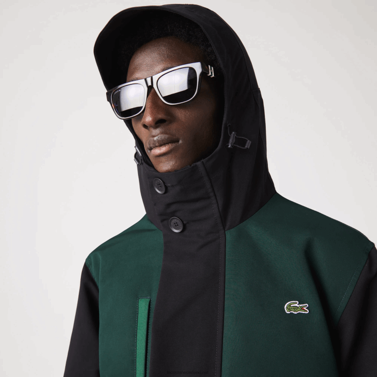 Lacoste waterafstotend colorblock twill jack 0828H1247 zwart blauw groen ndn Heren