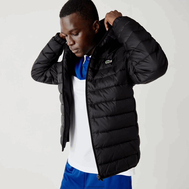 Lacoste waterafstotend gewatteerd sportjack met capuchon 0828H1319 zwart c31 Heren