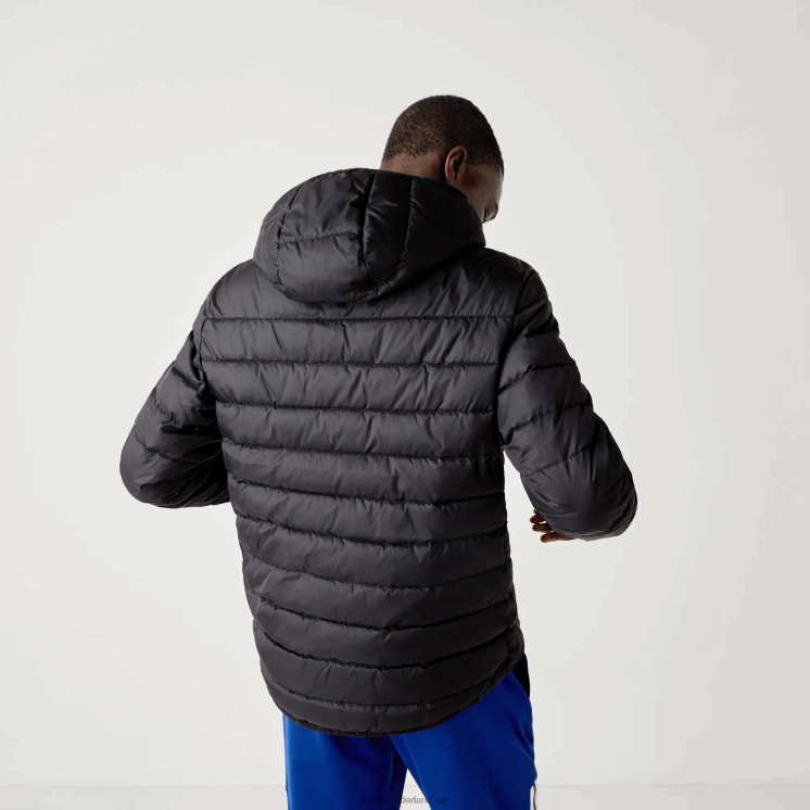Lacoste waterafstotend gewatteerd sportjack met capuchon 0828H1319 zwart c31 Heren