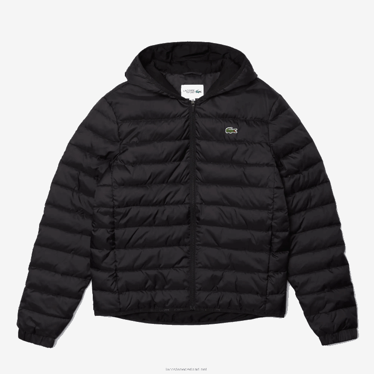 Lacoste waterafstotend gewatteerd sportjack met capuchon 0828H1319 zwart c31 Heren