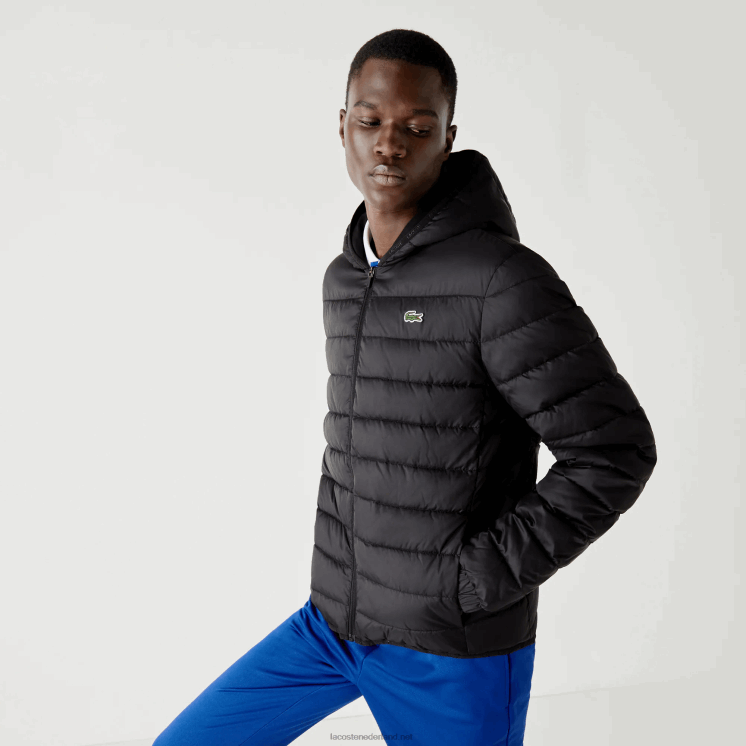 Lacoste waterafstotend gewatteerd sportjack met capuchon 0828H1319 zwart c31 Heren