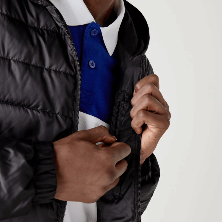 Lacoste waterafstotend gewatteerd sportjack met capuchon 0828H1319 zwart c31 Heren
