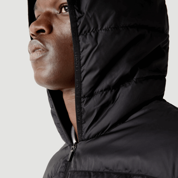 Lacoste waterafstotend gewatteerd sportjack met capuchon 0828H1319 zwart c31 Heren