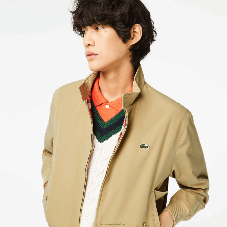 Lacoste waterafstotend licht keperjack 0828H404 beige ku4 Heren
