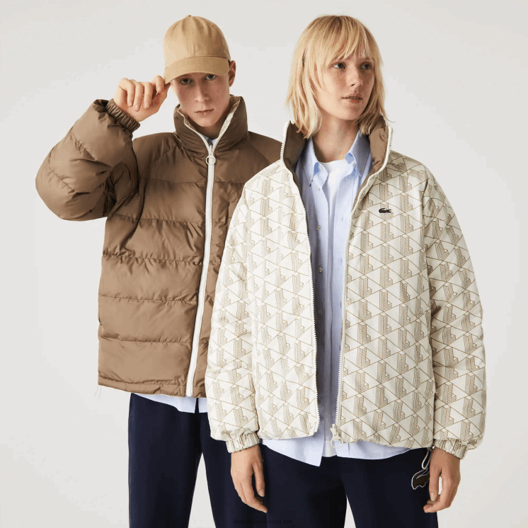 Lacoste waterafstotend omkeerbaar jack 0828H1225 witbeige 7dx Heren