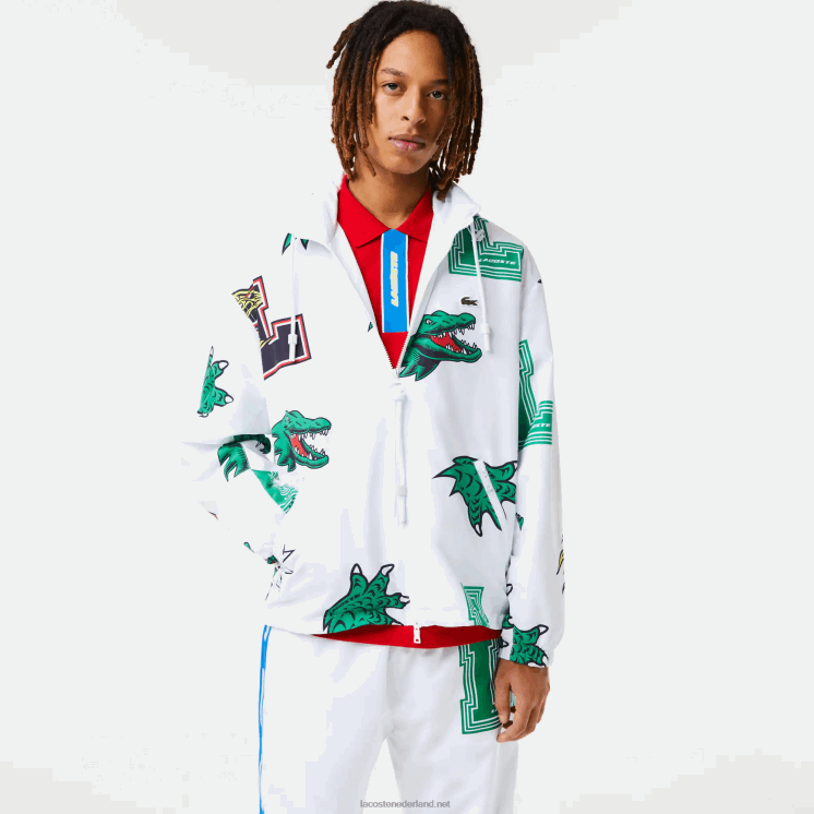 Lacoste waterafstotend tafzijde jack 0828H1245 witte sbh Heren