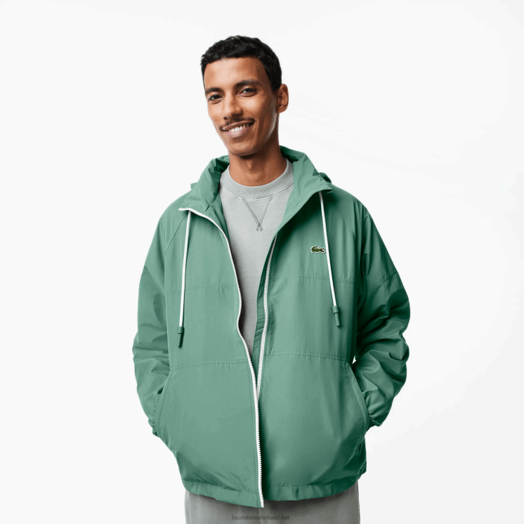 Lacoste waterafstotende jas met afneembare capuchon 0828H390 kaki groen kx5 Heren