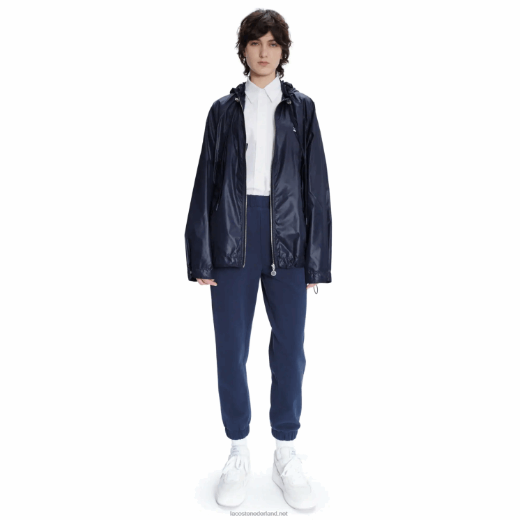 lacoste x a.p.c. waterafstotend nylon jack met capuchon 0828H1310 blauw wgh Heren