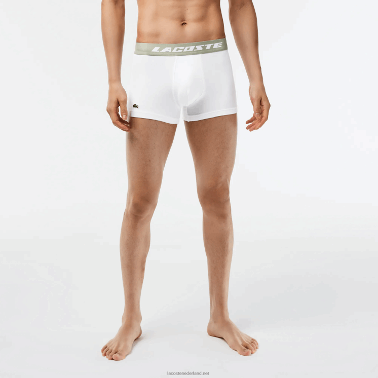 Lacoste Set van 3 boxershorts met contrasterende taille 0828H467 kaki groen grijs chine gc9 Heren