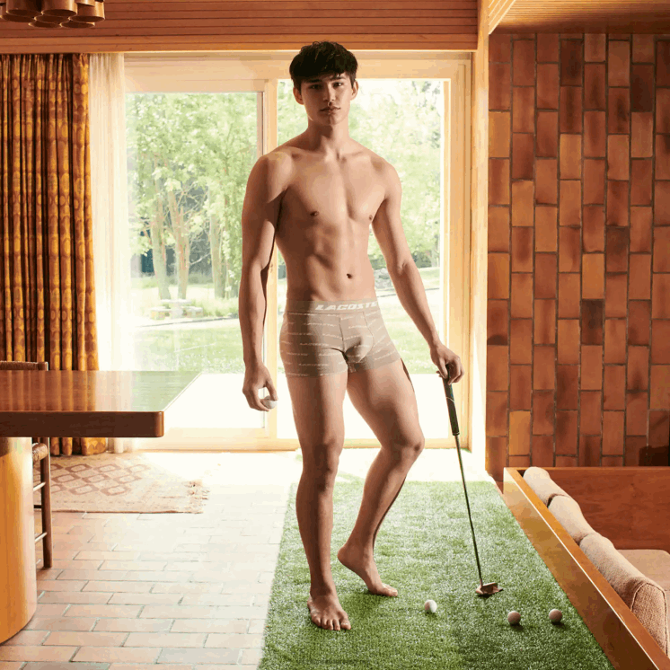 Lacoste Set van 3 boxershorts met contrasterende taille 0828H467 kaki groen grijs chine gc9 Heren