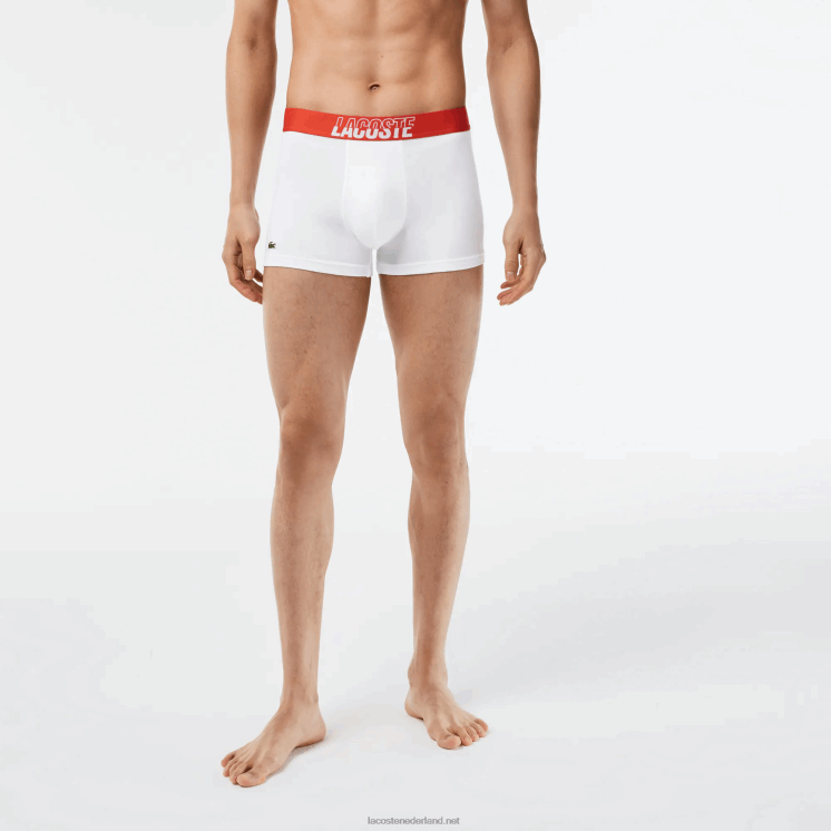 Lacoste Set van 3 boxershorts van stretchkatoen met print 0828H503 oranje grijs chine wit tti Heren