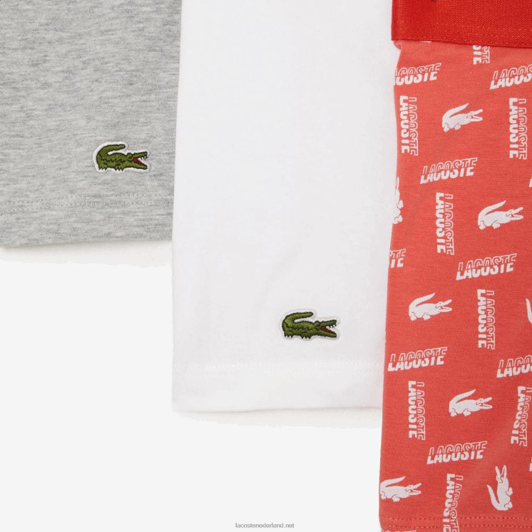 Lacoste Set van 3 boxershorts van stretchkatoen met print 0828H503 oranje grijs chine wit tti Heren