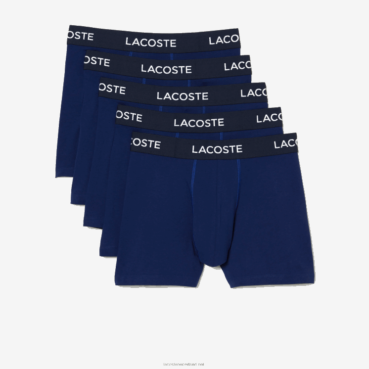Lacoste Set van 5 boxershorts met logotaille 0828H1398 marineblauw f9f Heren