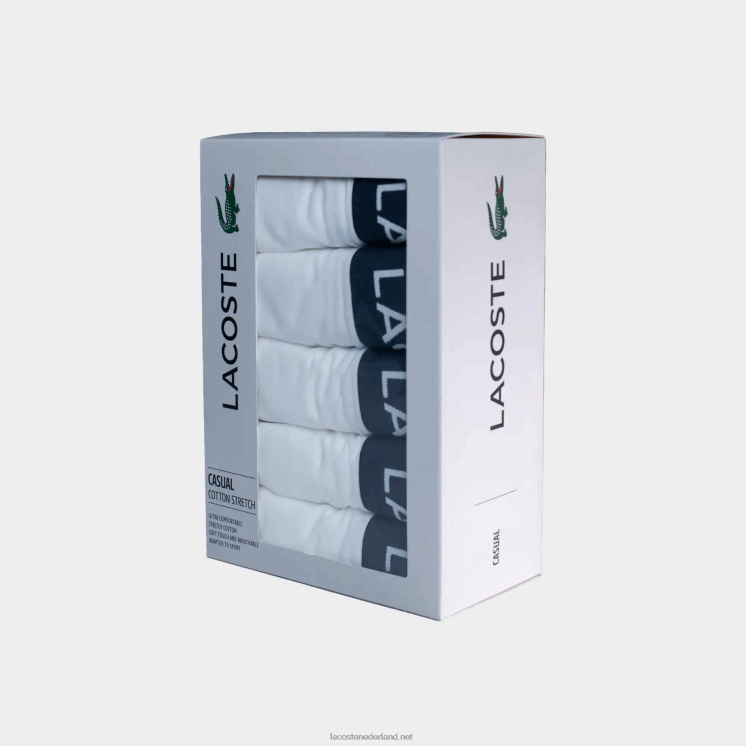Lacoste Set van 5 boxershorts van stretchkatoen 0828H1413 wit 001 Heren