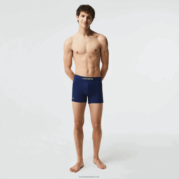Lacoste ademende technische mesh romp 0828H1556 marineblauw flitsend geel 39n Heren