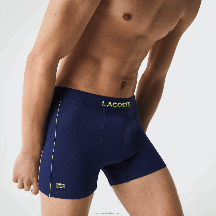 Lacoste ademende technische mesh romp 0828H1556 marineblauw flitsend geel 39n Heren