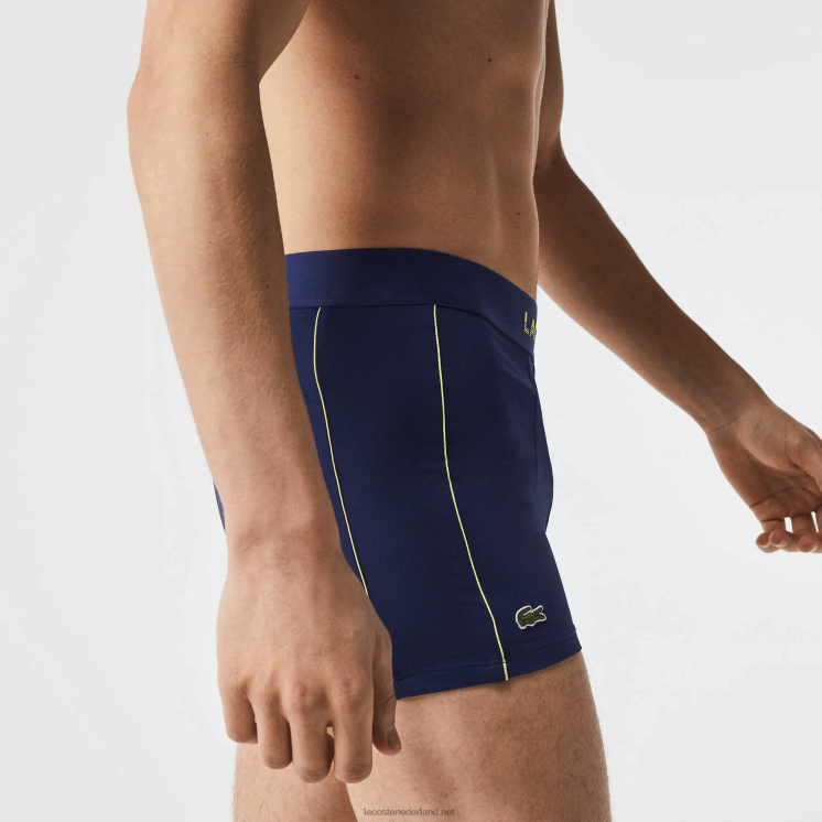 Lacoste ademende technische mesh romp 0828H1556 marineblauw flitsend geel 39n Heren