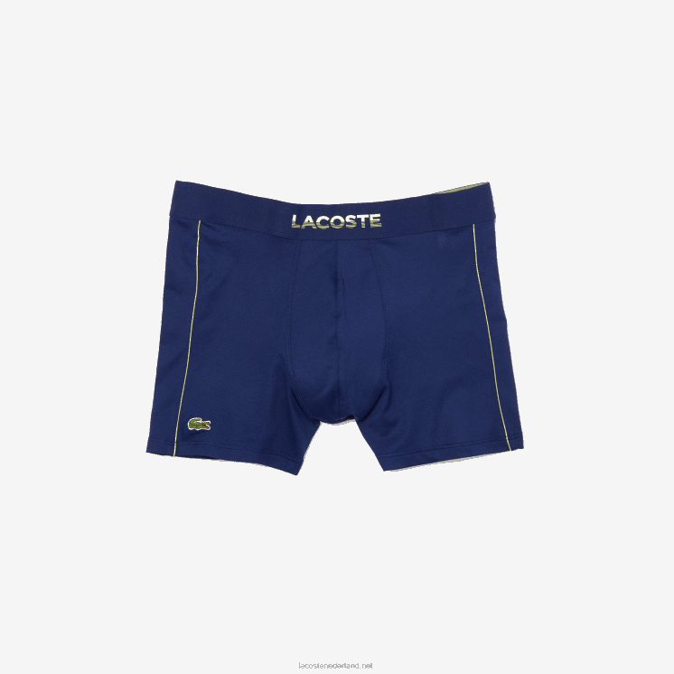 Lacoste ademende technische mesh romp 0828H1556 marineblauw flitsend geel 39n Heren