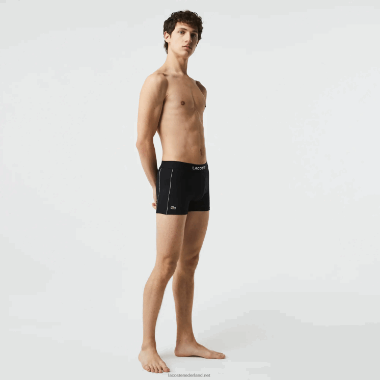Lacoste ademende technische mesh romp 0828H1557 zwart wit 258 Heren