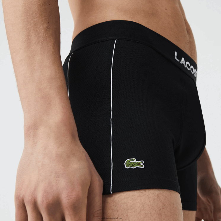Lacoste ademende technische mesh romp 0828H1557 zwart wit 258 Heren