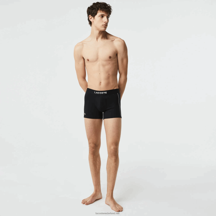 Lacoste ademende technische mesh romp 0828H1557 zwart wit 258 Heren