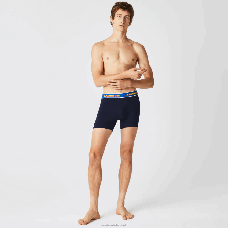 Lacoste boxershort met contrasterende taille 3-pack 0828H1565 marineblauw rood wit blauw lnz Heren