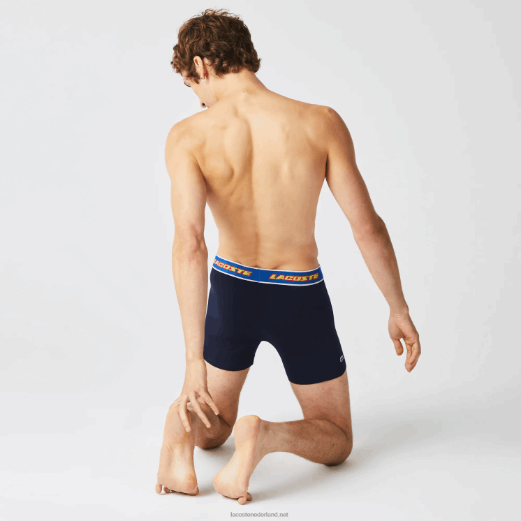 Lacoste boxershort met contrasterende taille 3-pack 0828H1565 marineblauw rood wit blauw lnz Heren