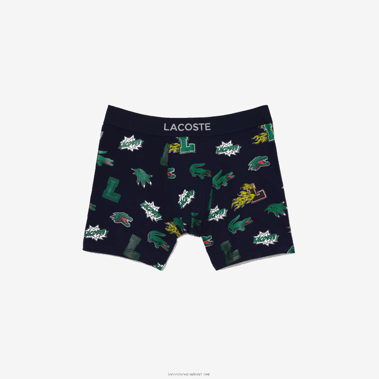 Lacoste boxershort van biologisch katoen 0828H1626 marineblauw wit qrn Heren