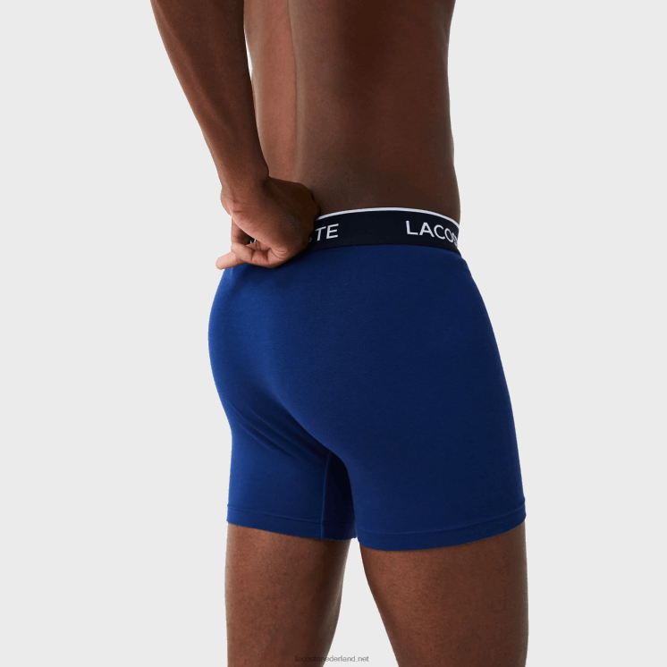 Lacoste boxershort van lang stretchkatoen 3-pack 0828H1404 marineblauw rood marineblauw w64 Heren