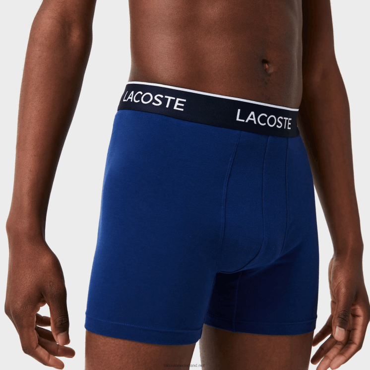 Lacoste boxershort van lang stretchkatoen 3-pack 0828H1404 marineblauw rood marineblauw w64 Heren