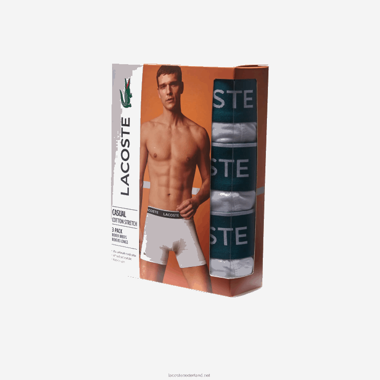 Lacoste boxershort van lang stretchkatoen 3-pack 0828H1405 wit 001 Heren