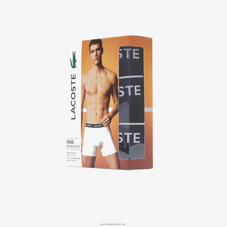 Lacoste boxershort van lang stretchkatoen 3-pack 0828H1406 zwart 031 Heren