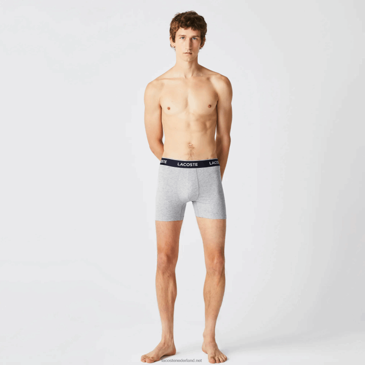 Lacoste boxershort van lang stretchkatoen 3-pack 0828H1407 grijze chine ca Heren