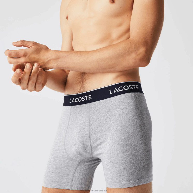 Lacoste boxershort van lang stretchkatoen 3-pack 0828H1407 grijze chine ca Heren