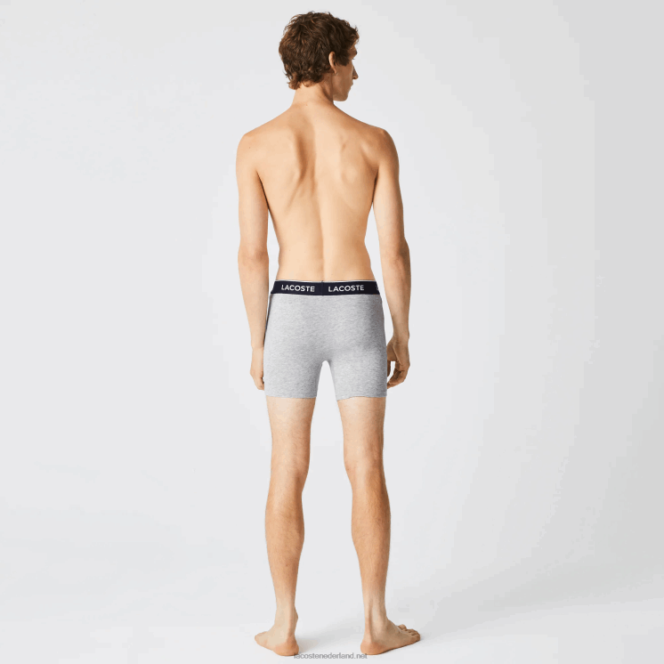 Lacoste boxershort van lang stretchkatoen 3-pack 0828H1407 grijze chine ca Heren