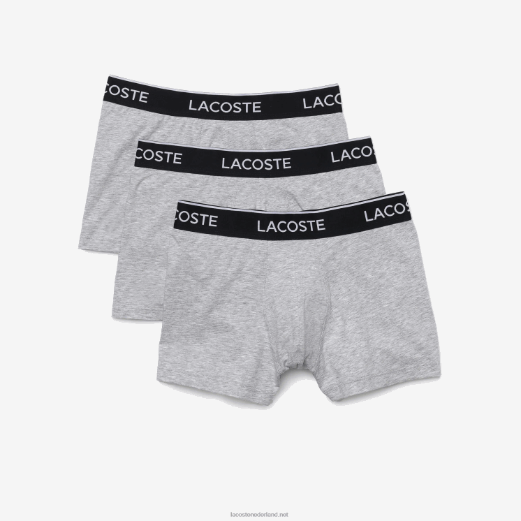 Lacoste boxershort van lang stretchkatoen 3-pack 0828H1407 grijze chine ca Heren