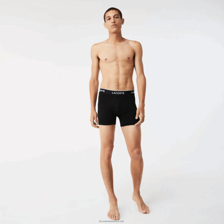 Lacoste boxershort van lang stretchkatoen 3-pack 0828H1433 zwart wit grijs chine nua Heren