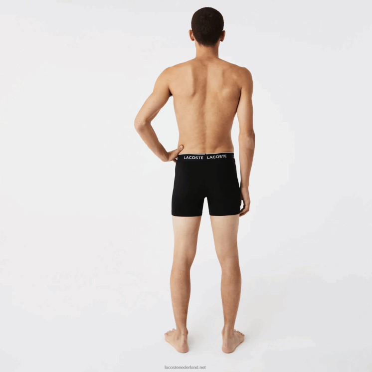 Lacoste boxershort van lang stretchkatoen 3-pack 0828H1433 zwart wit grijs chine nua Heren