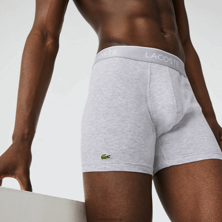 Lacoste boxershort van lang stretchkatoen 3-pack 0828H1433 zwart wit grijs chine nua Heren