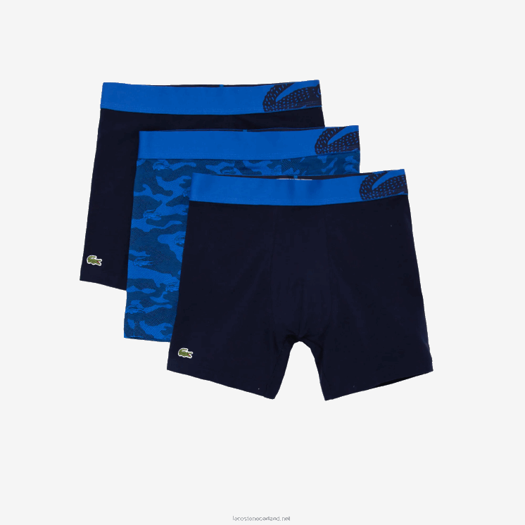 Lacoste camouflage print boxershort 3-pack 0828H1551 marineblauw 8w1 Heren