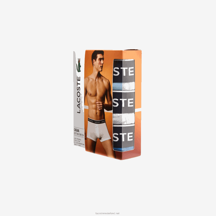 Lacoste casual boxershort 3-pack 0828H1371 blauwgrijze chine f7k Heren