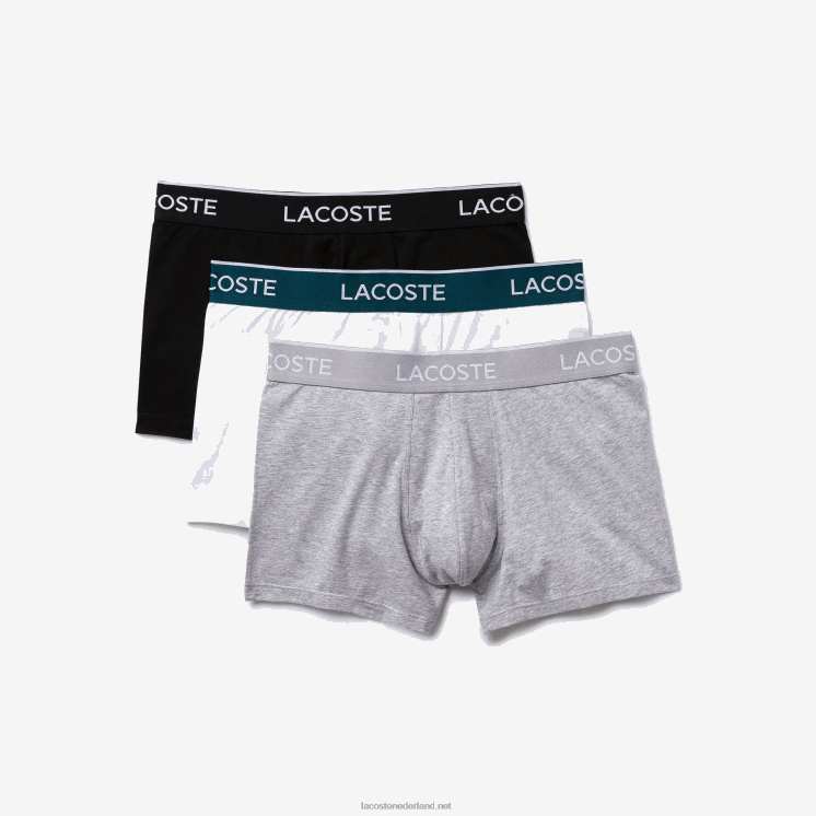 Lacoste casual boxershort 3-pack 0828H1372 zwart wit grijs chine nua Heren