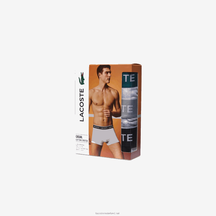 Lacoste casual boxershort 3-pack 0828H1372 zwart wit grijs chine nua Heren